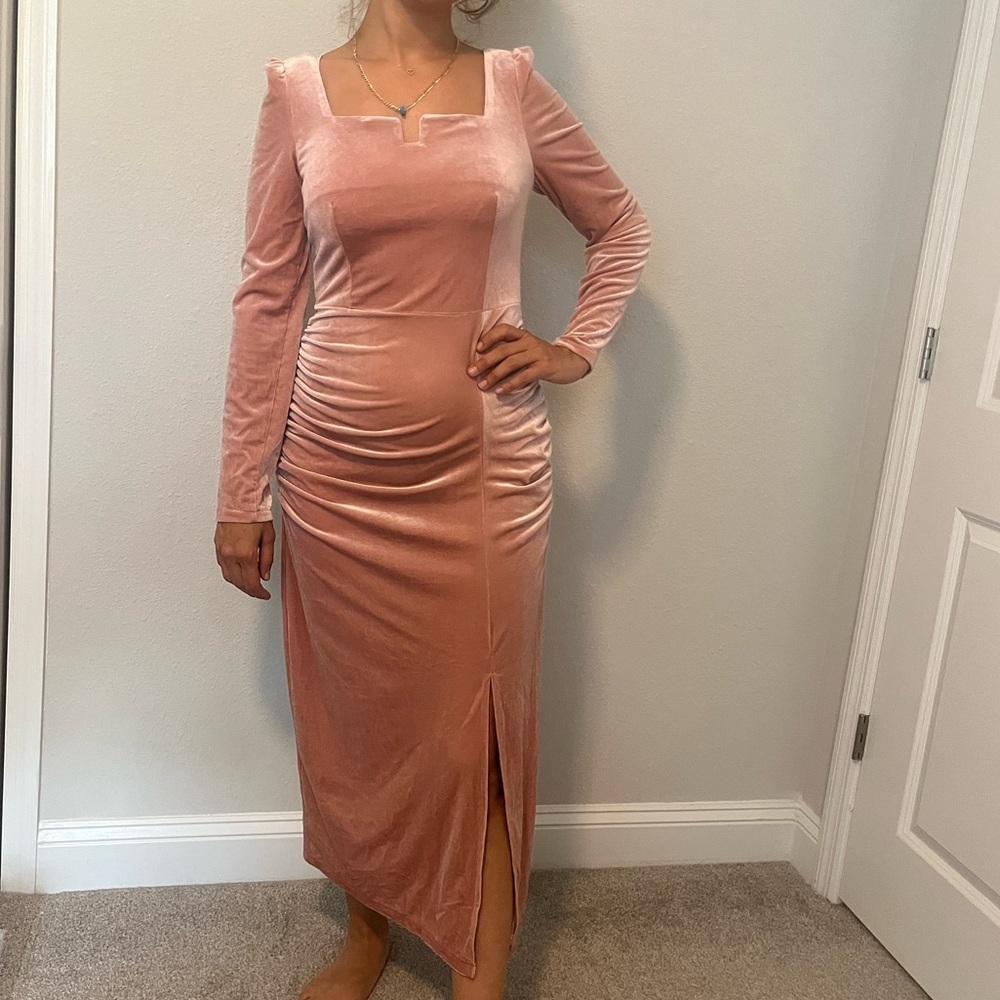 COPY - Pink Thigh Velvet Dress